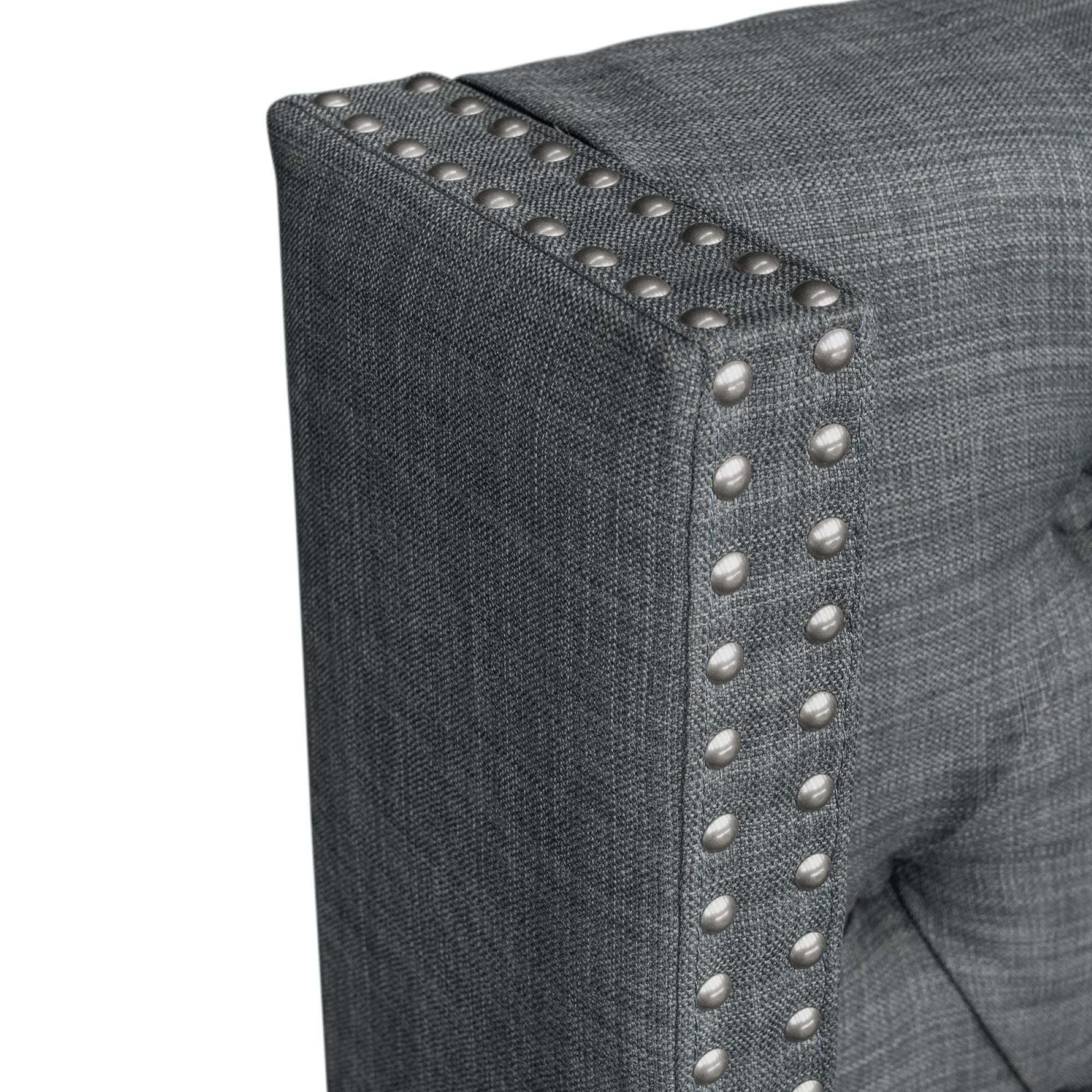 Amelia - King Upholstered Wingback Headboard With Button Tufting & Nailhead Trim Woven - Dark Gray