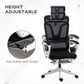 High Back Home Office Chair, Fabric Computer Desk Chair with Adjustable Headrest, Lumbar Support, Armrest, Foot Rest, Reclining Back, Black