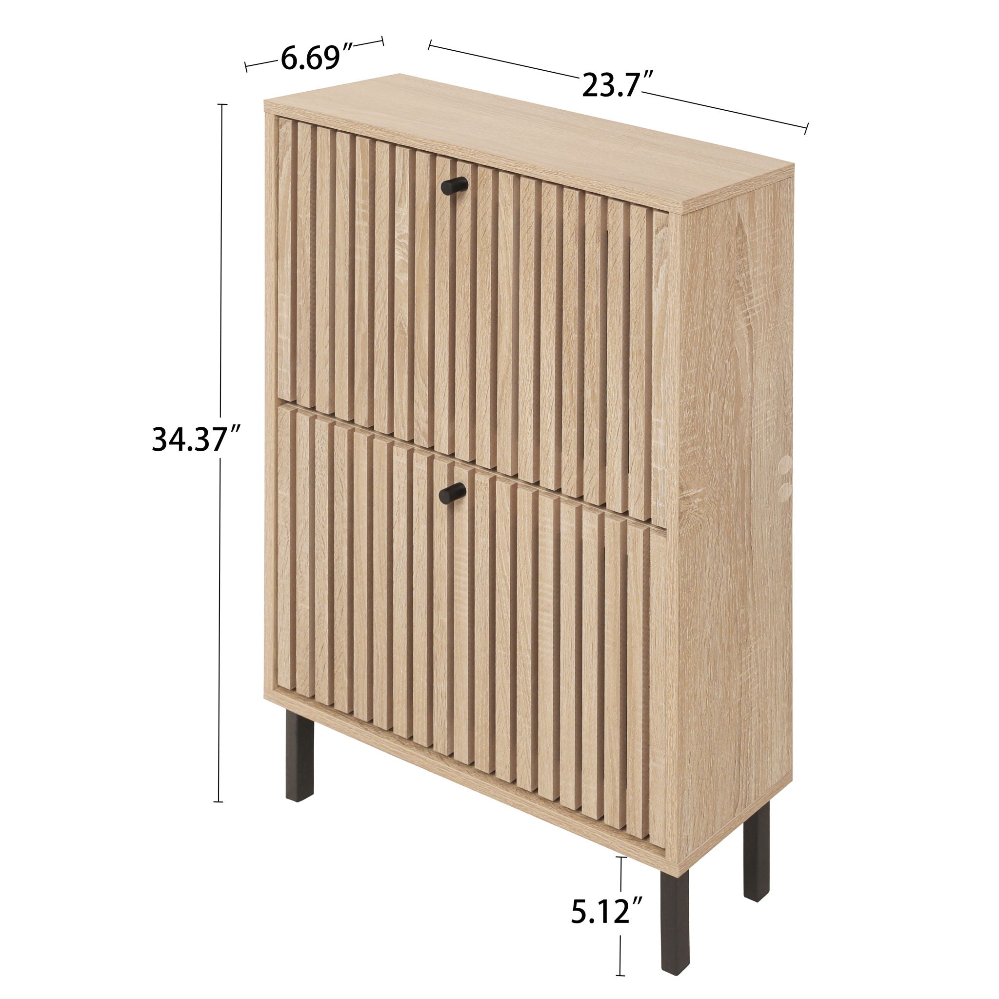 2 Door Shoe Rack, Freestanding Modern Shoe Storage Cabinet, For Entryway - Natural