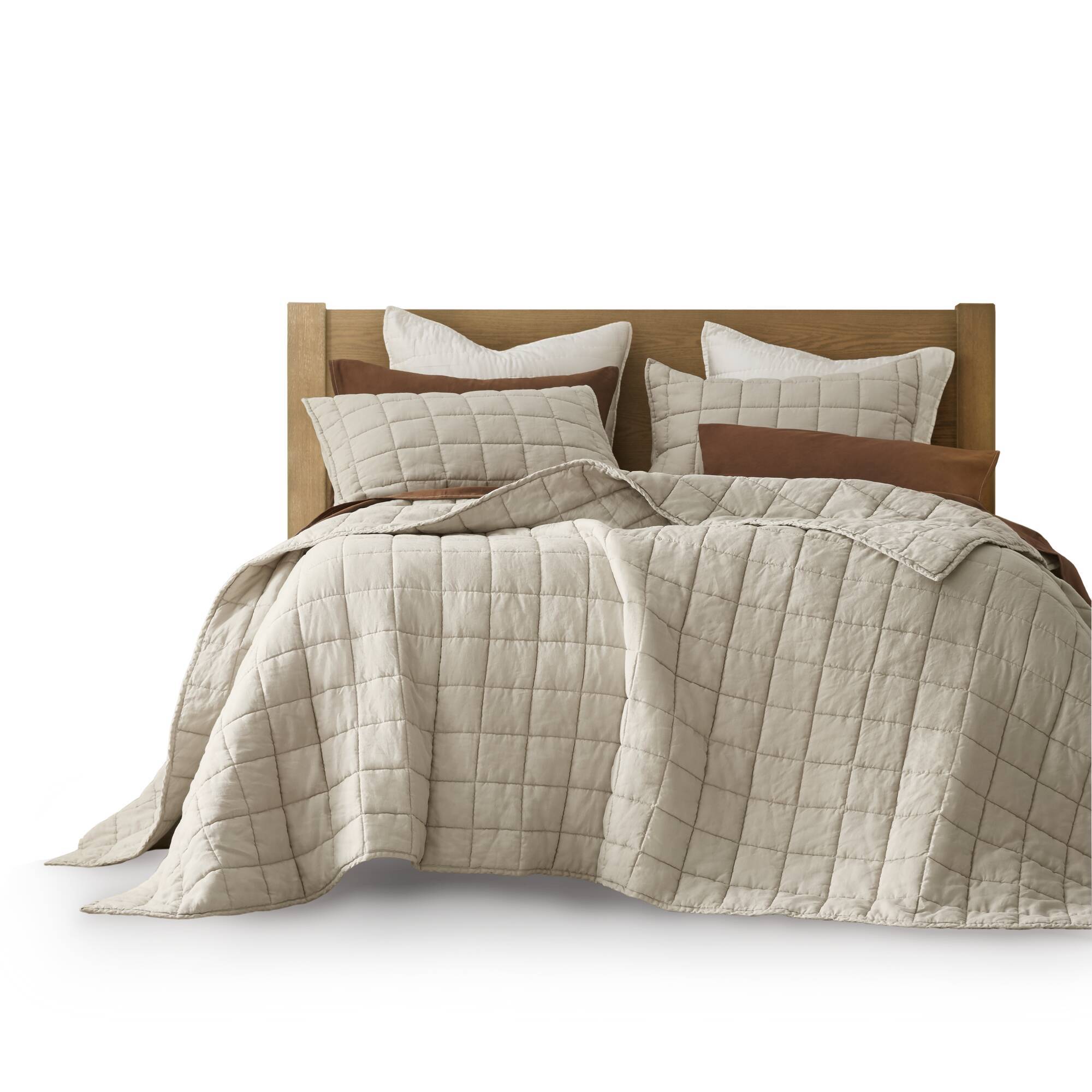 French Flax - Full/Queen Linen Garment Washed Quilt Set - Linen