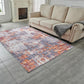 Zara Abstract Design Machine Washable Grey Brown and Rust Area Rug