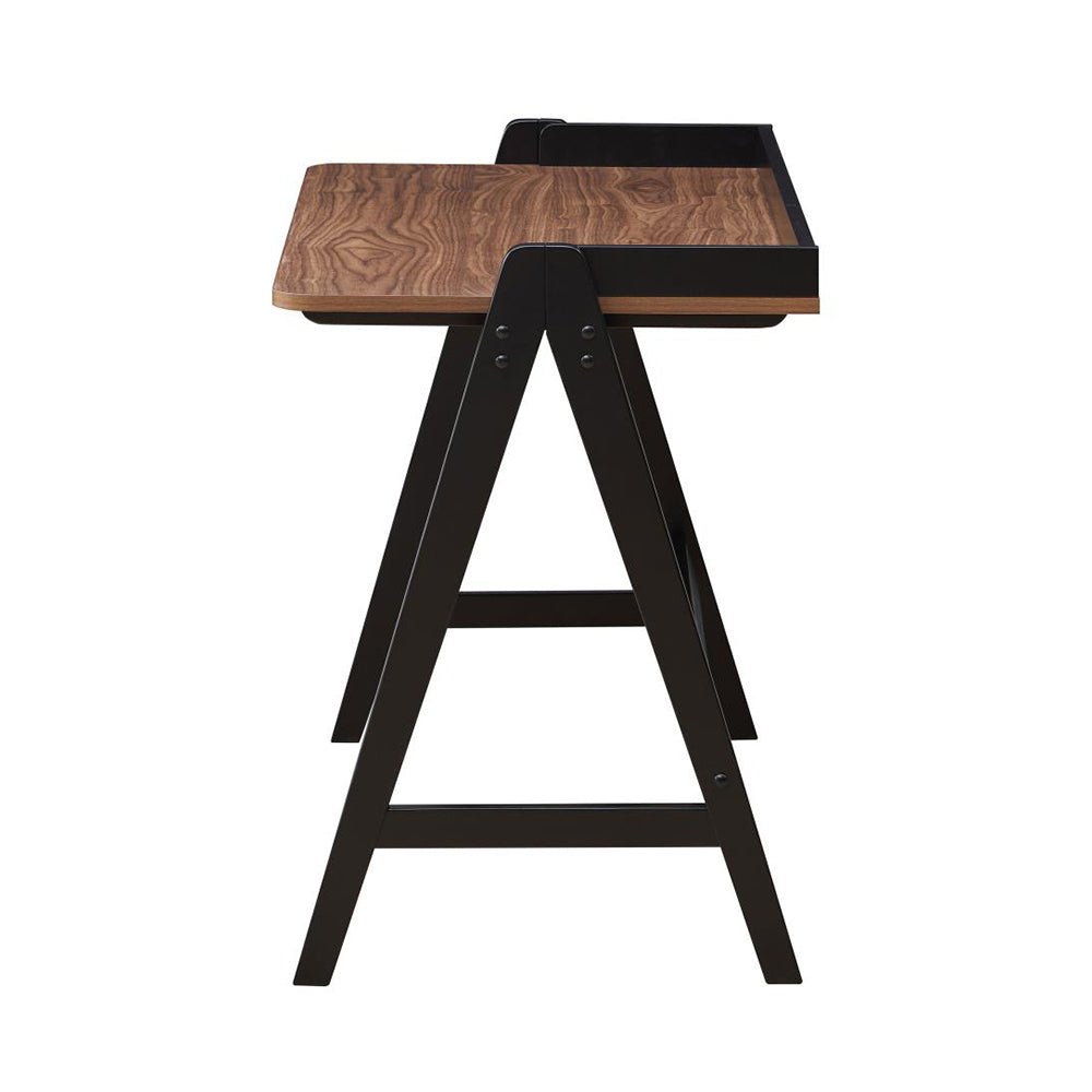 Writing Desk with USB Ports in Walnut and Black