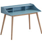 Roskilde Mid-Century Modern Wood Writing Desk with Hutch, Blue