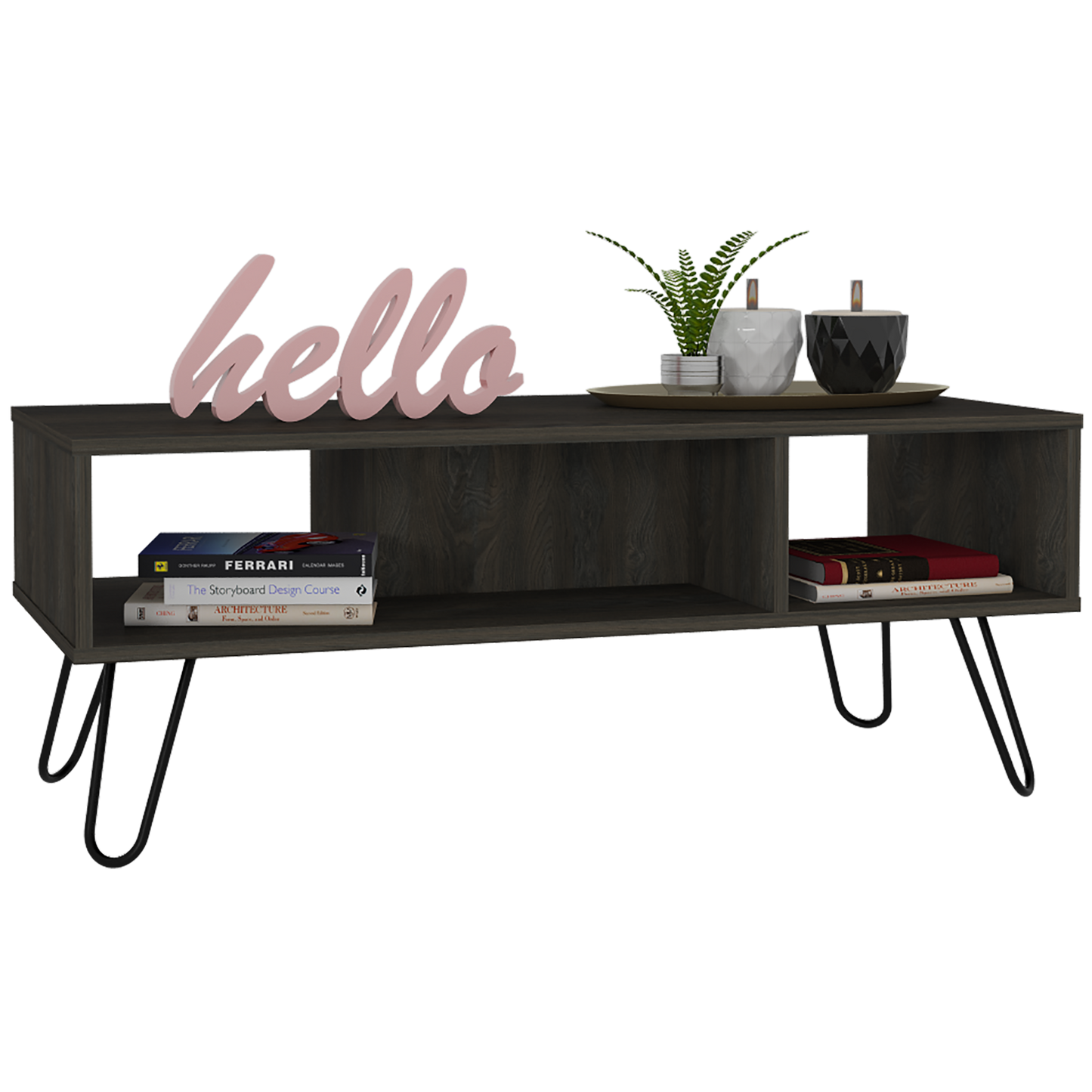 Coffee Table Minnesota, Two Shelves, Carbon Espresso Finish