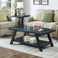 Athens Contemporary Replicated Wood Shelf Coffee Table in Black Finish