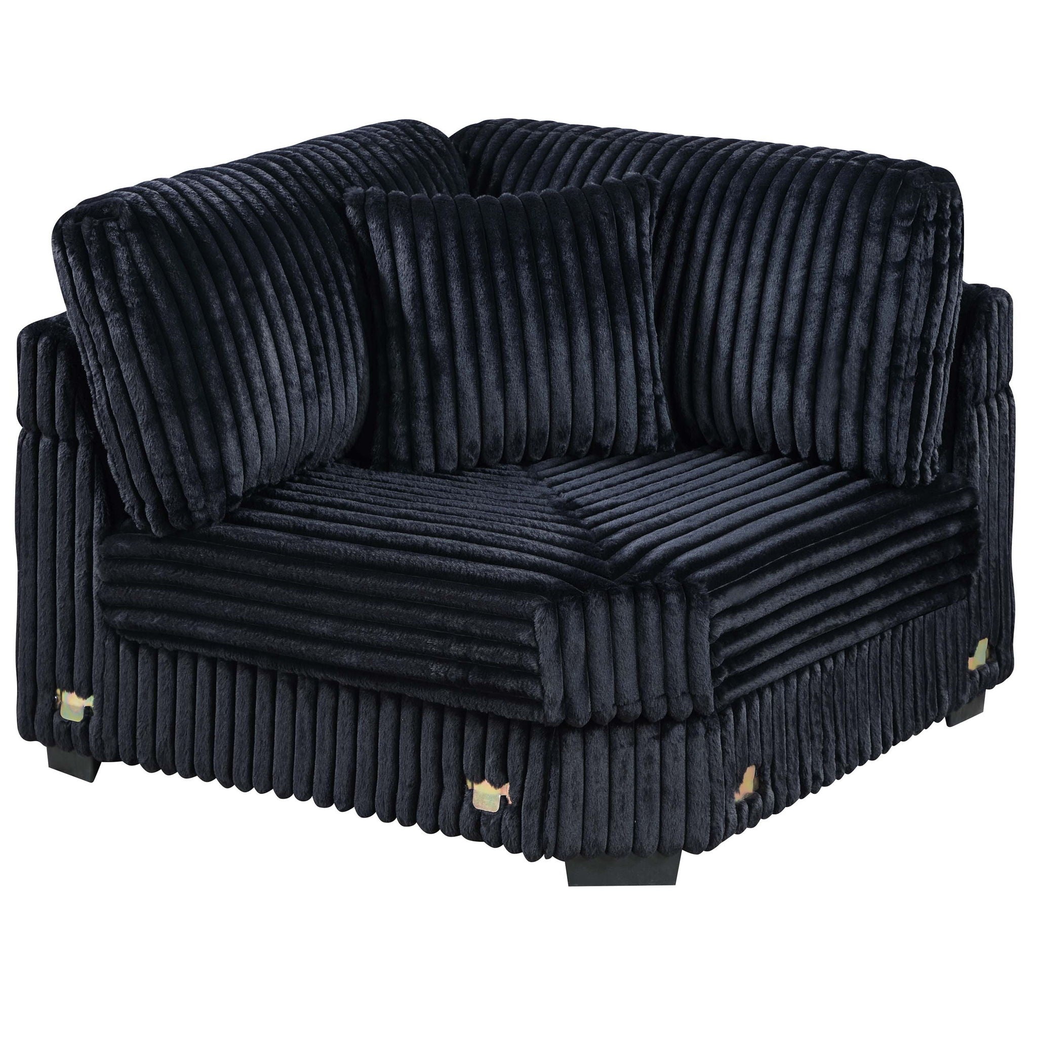 1 Piece Corner Wedge Only Texture Upholstered Modular Living Room Furniture - Black
