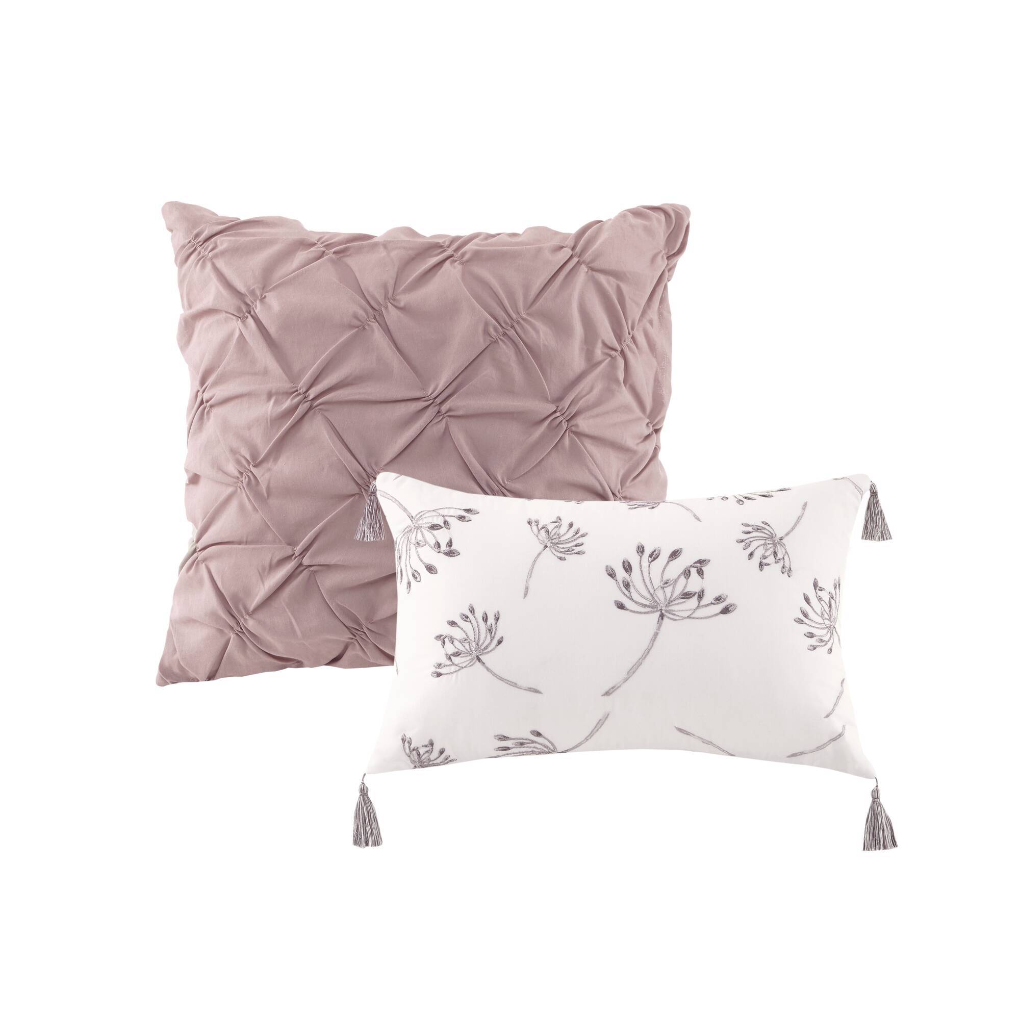 Cassandra - King 8 Piece Printed Comforter Set - Blush