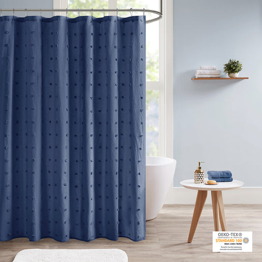 Cotton Jacquard Pom Pom Shower Curtain