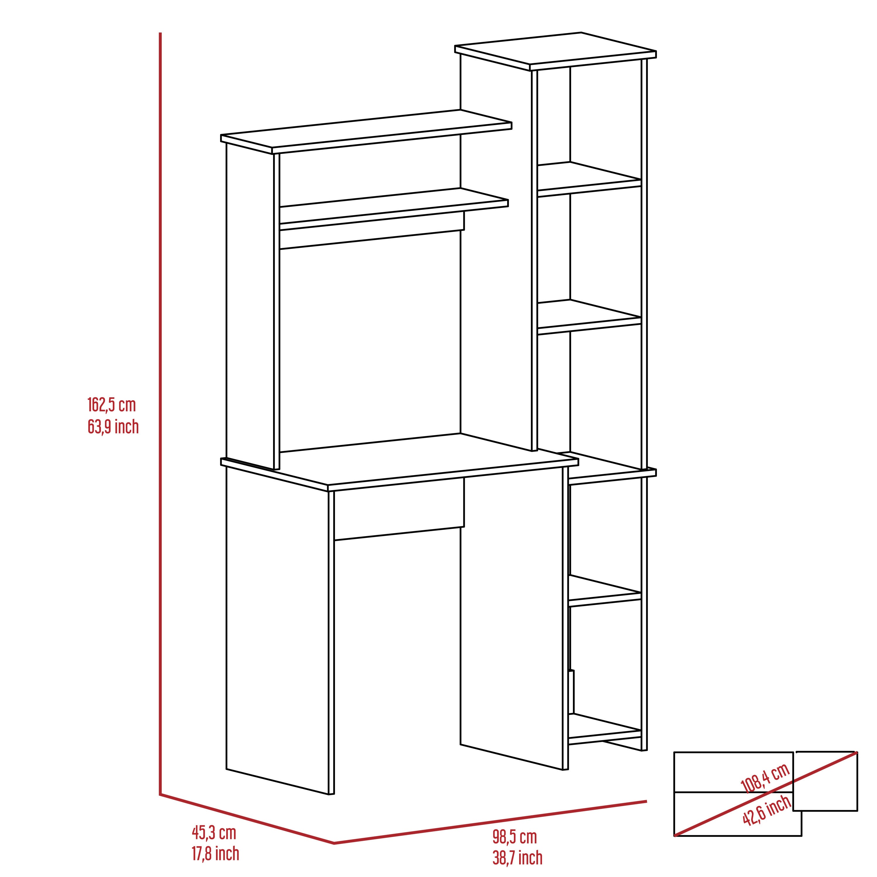 Desk Logan, Five Cubbies, Light Oak Finish