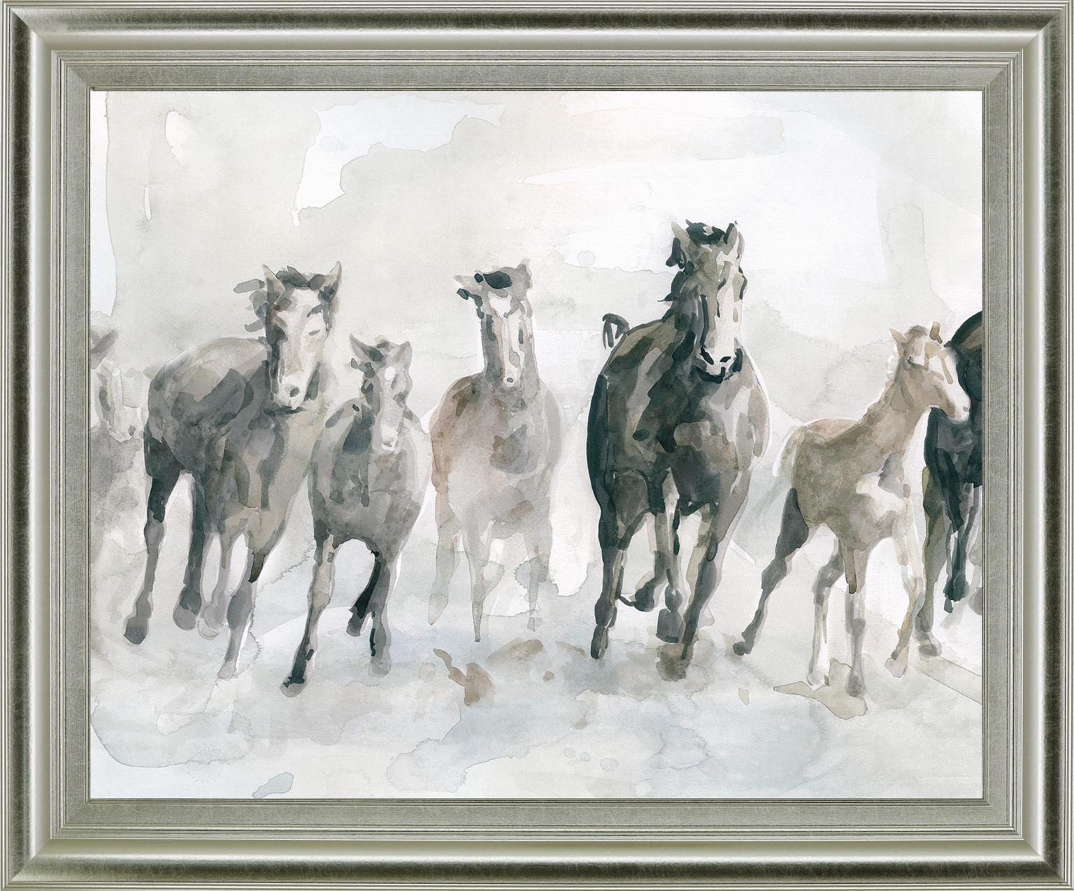 Galloping Mist - 28" x 34" Framed Wall Art - Gray