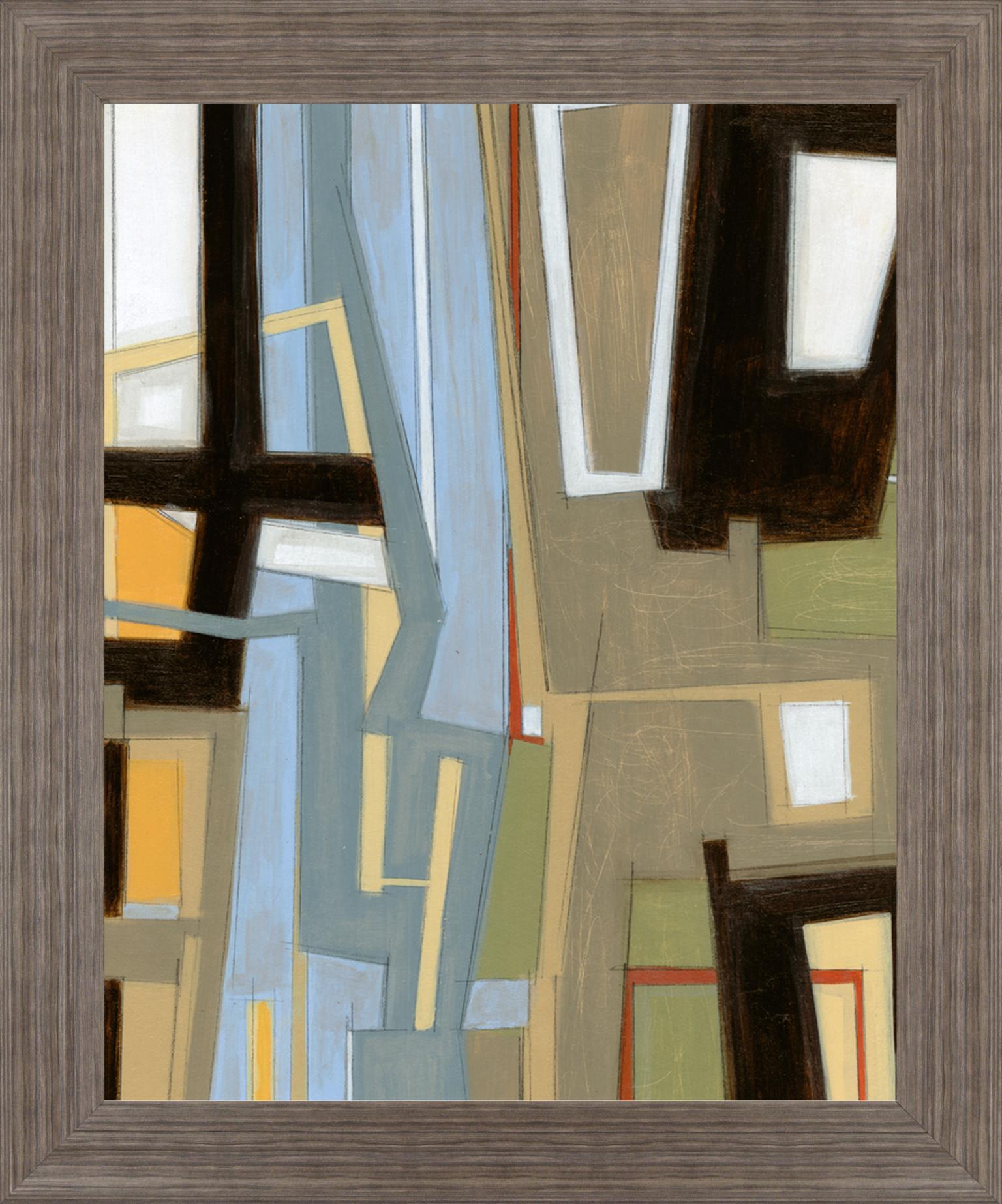 Urban Slate Geometry - 28" x 34" Framed Wall Art - Beige