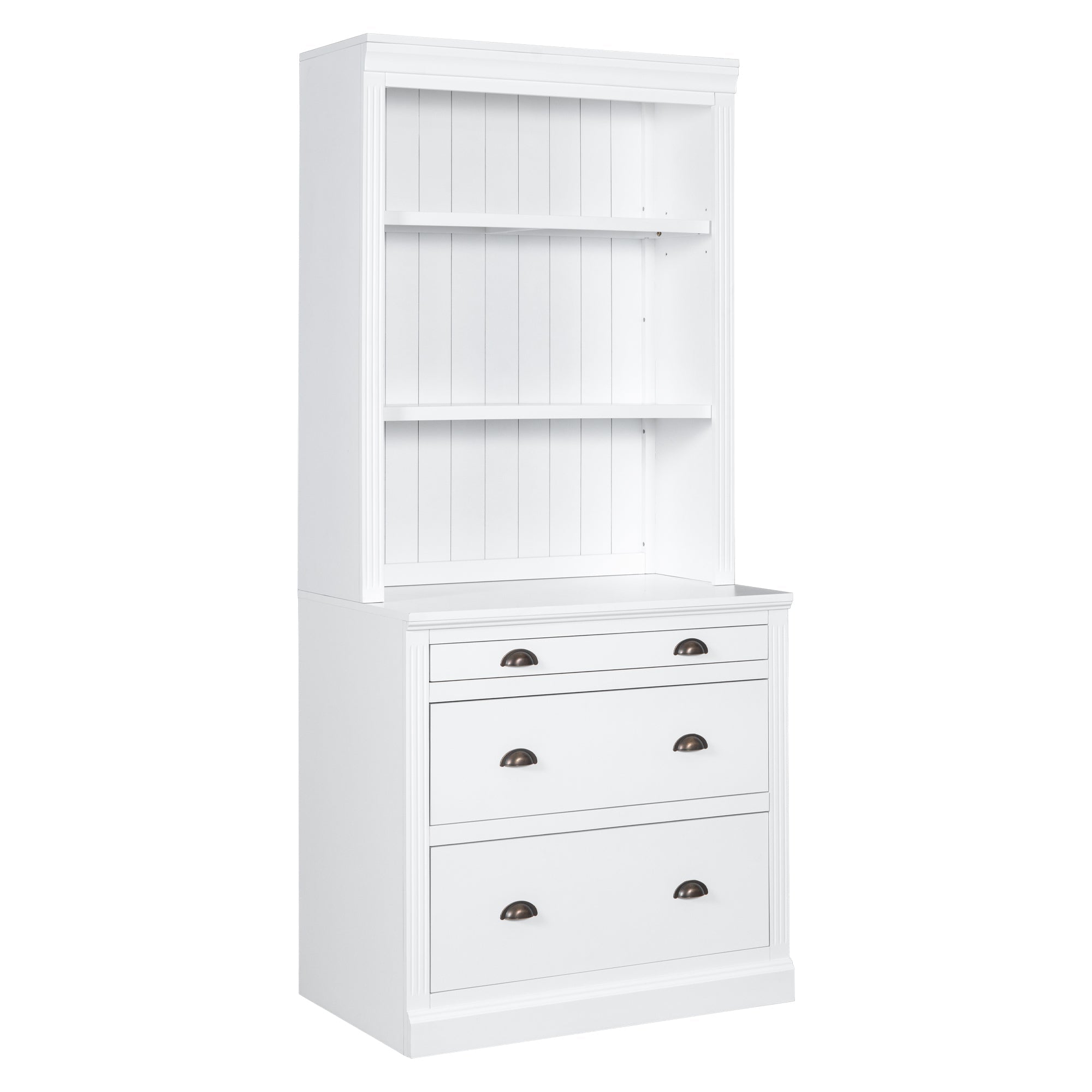 83.4"Tall Bookshelf Suite,Modern Bookcase Suite with LED Lighting, Drawers and Open Shelves,2-Piece Set Storage Bookshelf for Living Room,Home Office,White