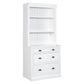 83.4"Tall 2 Bookshelf & 1 Writting Desk Suite,Modern Bookcase Suite with LED Lighting, Drawers,Study Desk and Open Shelves,3-Piece Set Storage Bookshelf for Living Room,Home Office,Study room,White