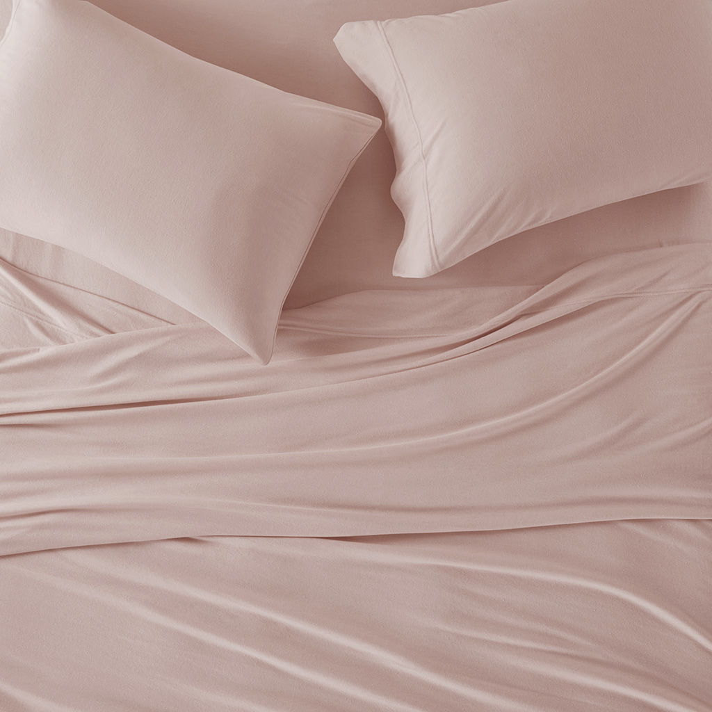 Blend Jersey Knit - 3 Piece Twin All Season Sheet Set - Blush