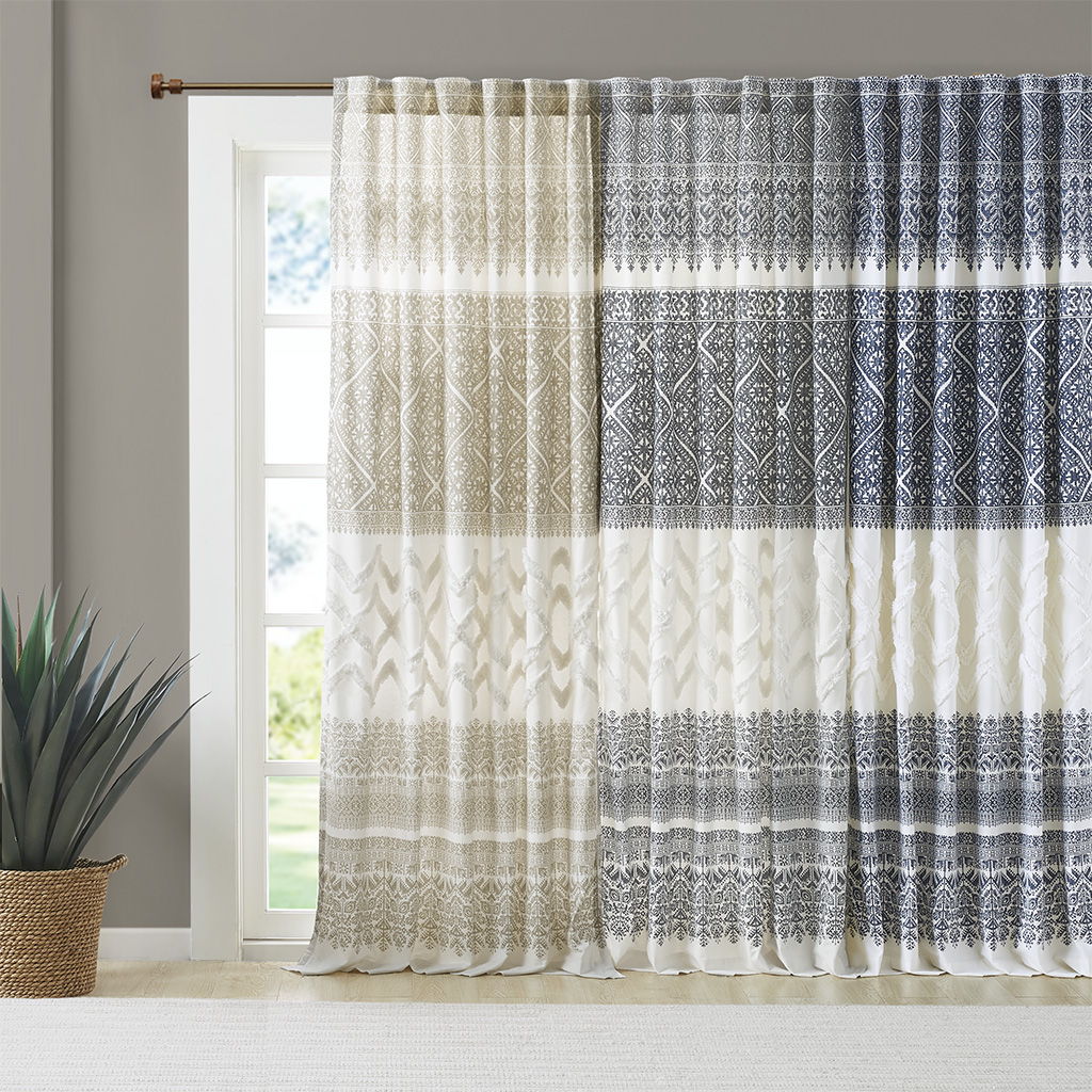 Mila - Printed Window Panel With Detail And Lining - Taupe