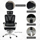 High Back Home Office Chair, Fabric Computer Desk Chair with Adjustable Headrest, Lumbar Support, Armrest, Foot Rest, Reclining Back, Black