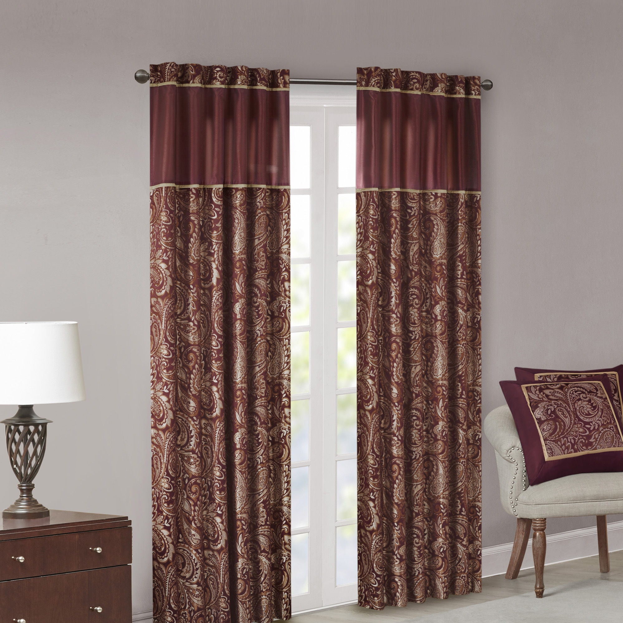 Aubrey - 84" Panel Pair - Burgundy
