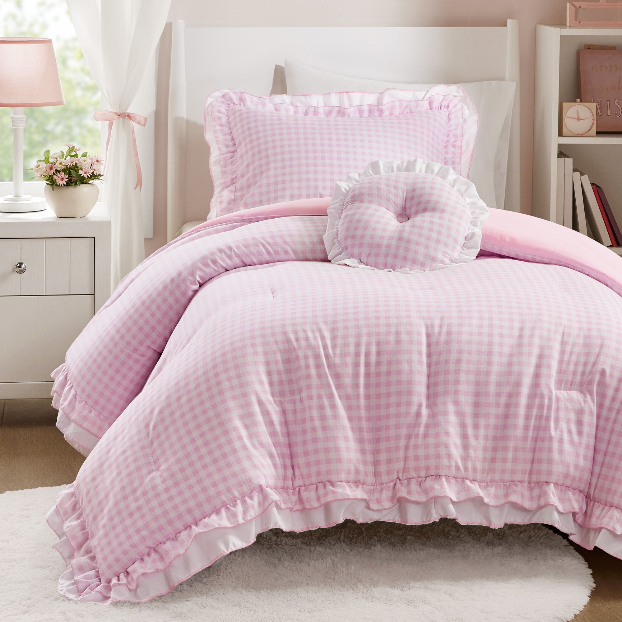 Rowena - Twin Comforter Set - Pink