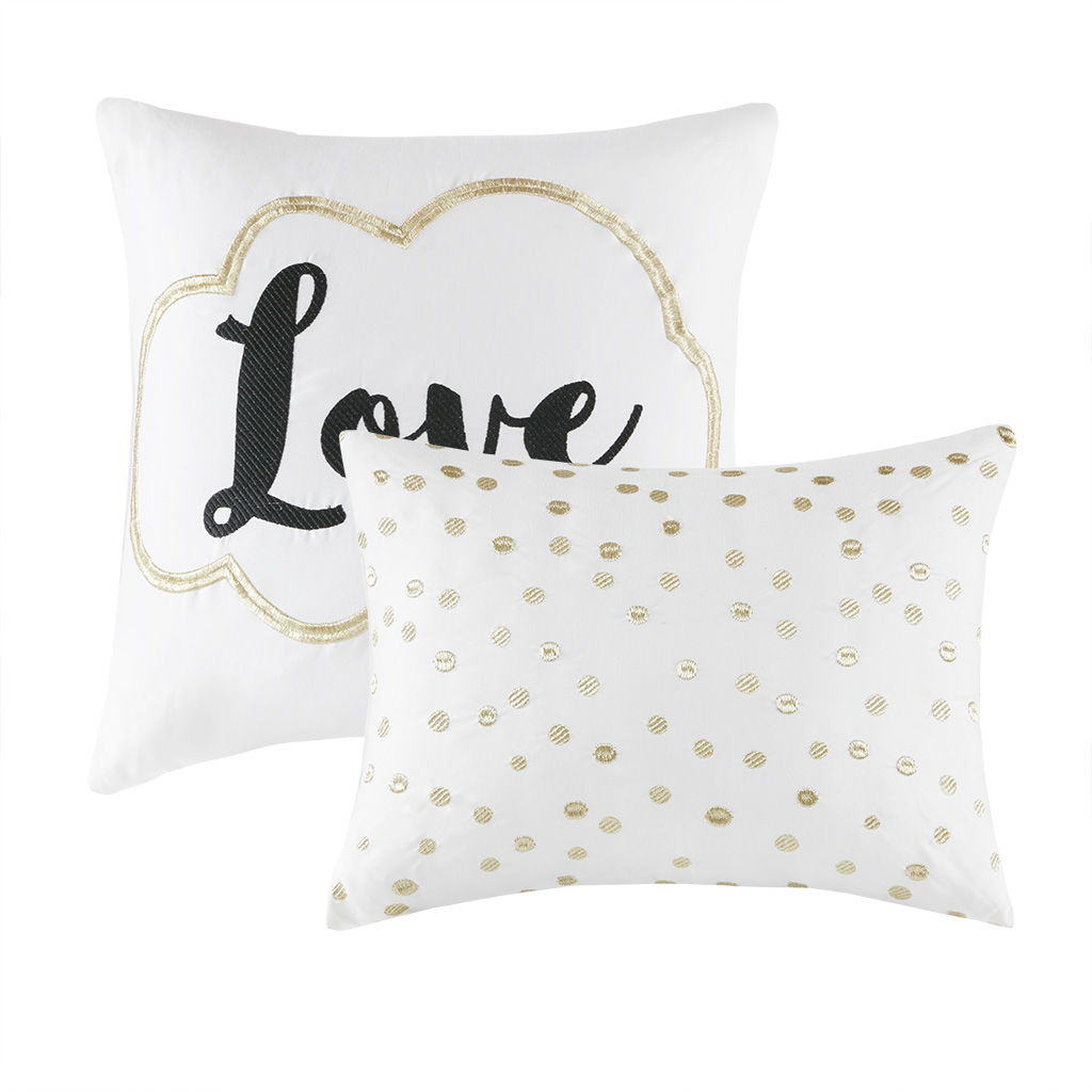Raina - King Metallic Printed Comforter Set - Ivory / Gold