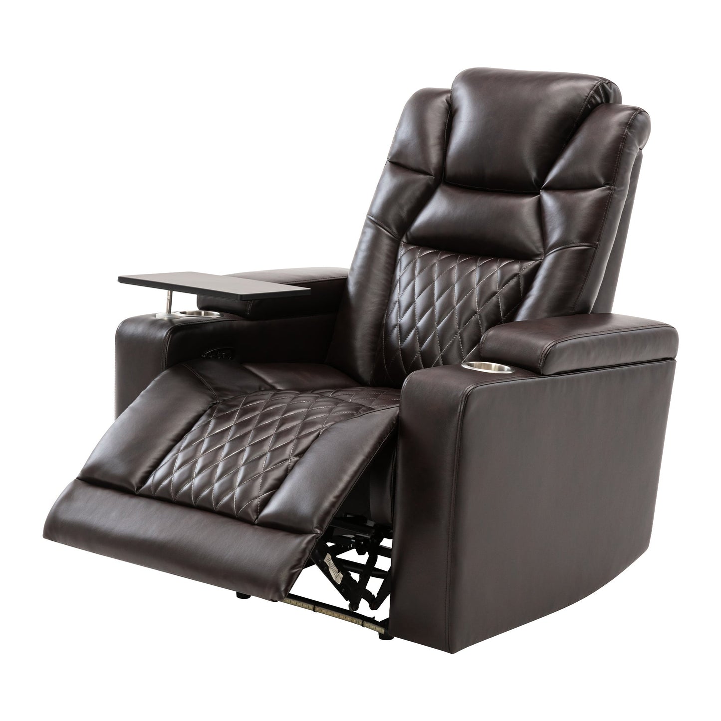 Motion Recliner with USB Charging Port and Hidden Arm Storage, Home Theater Seating with 2 Convenient Cup Holders Design and 360° Swivel Tray Table (old sku: SG000440AAA)