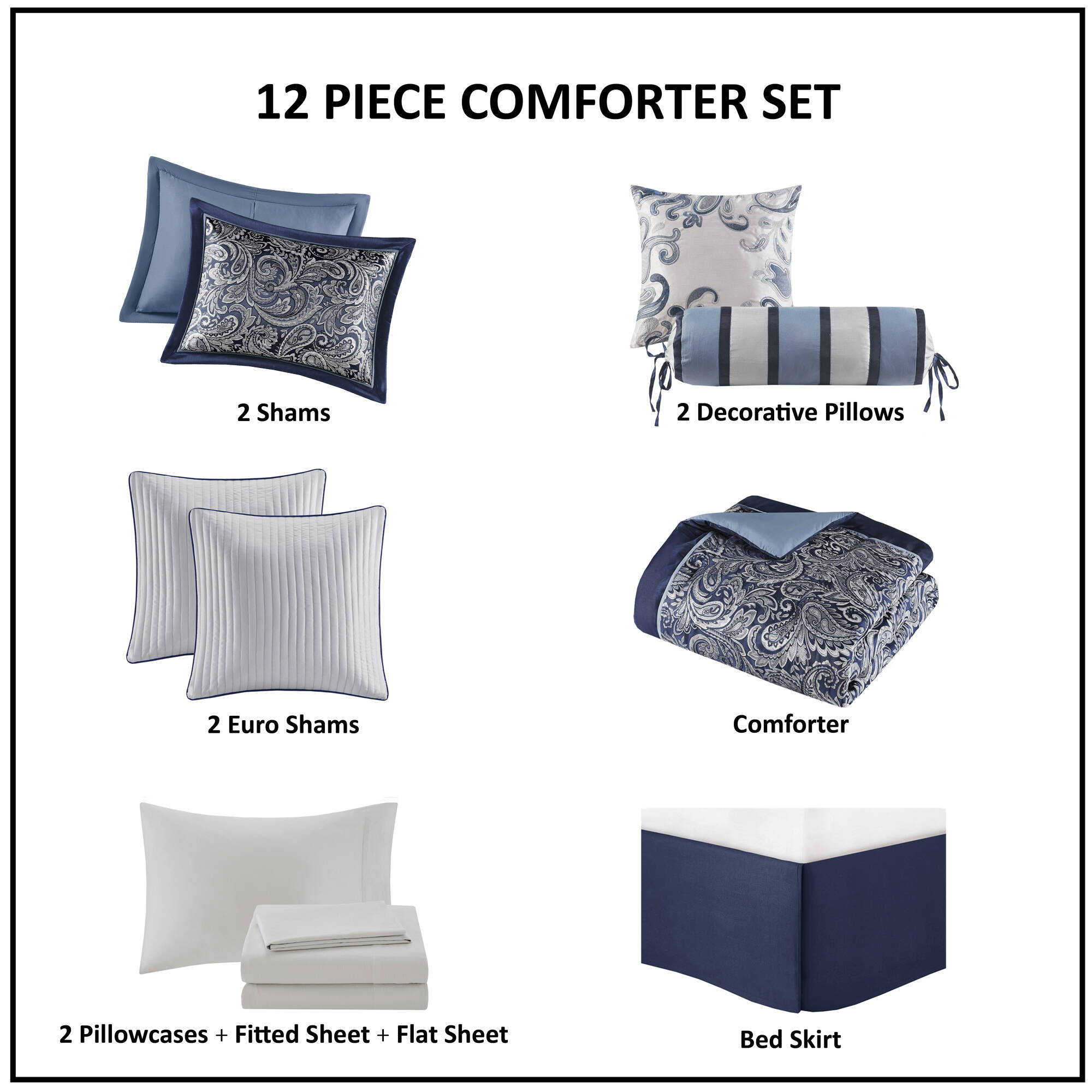 Aubrey - California King Complete Bed (Set of 12) - Navy