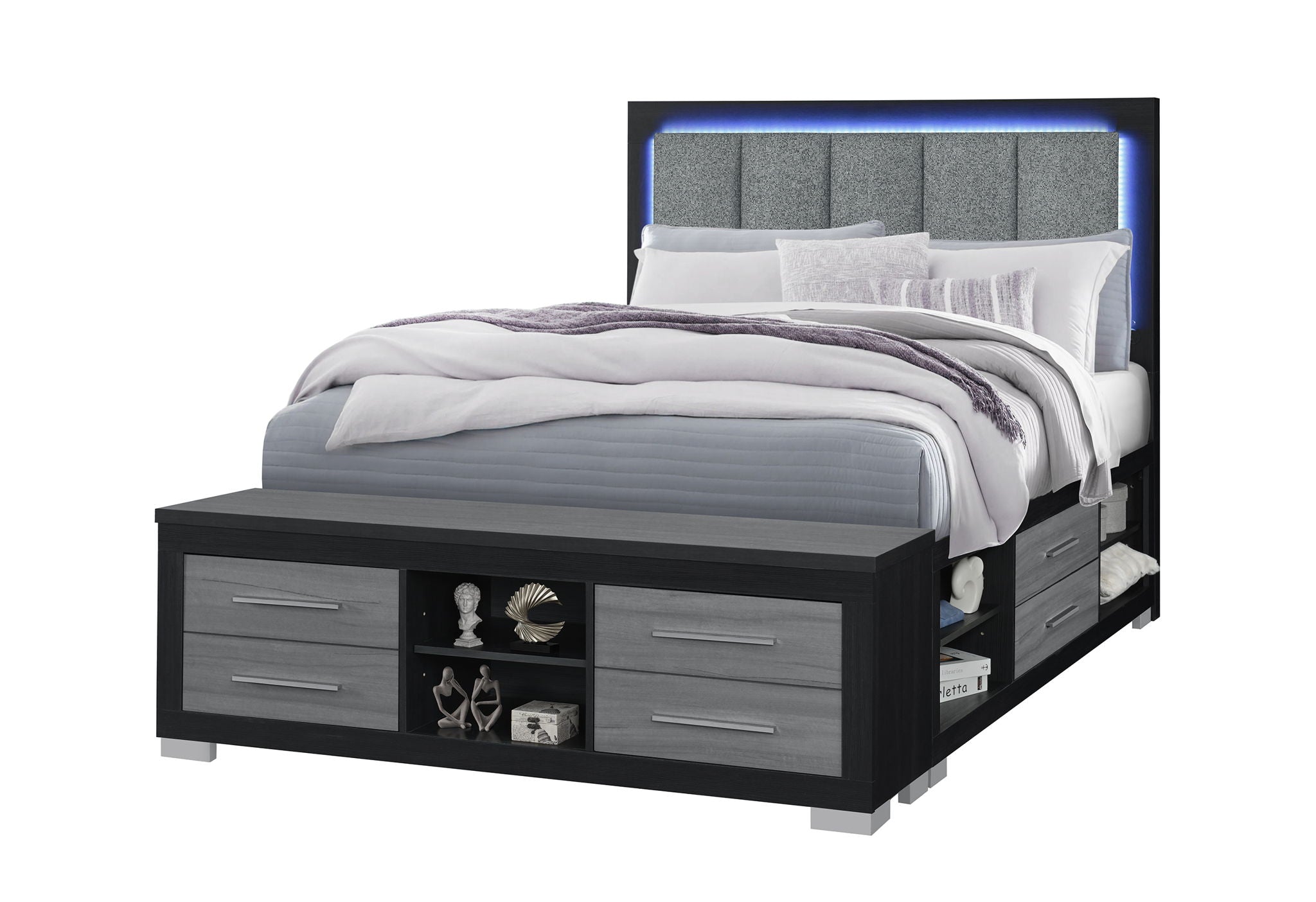 Emma- Queen Bed/King Bed Siderail - Gray / Black