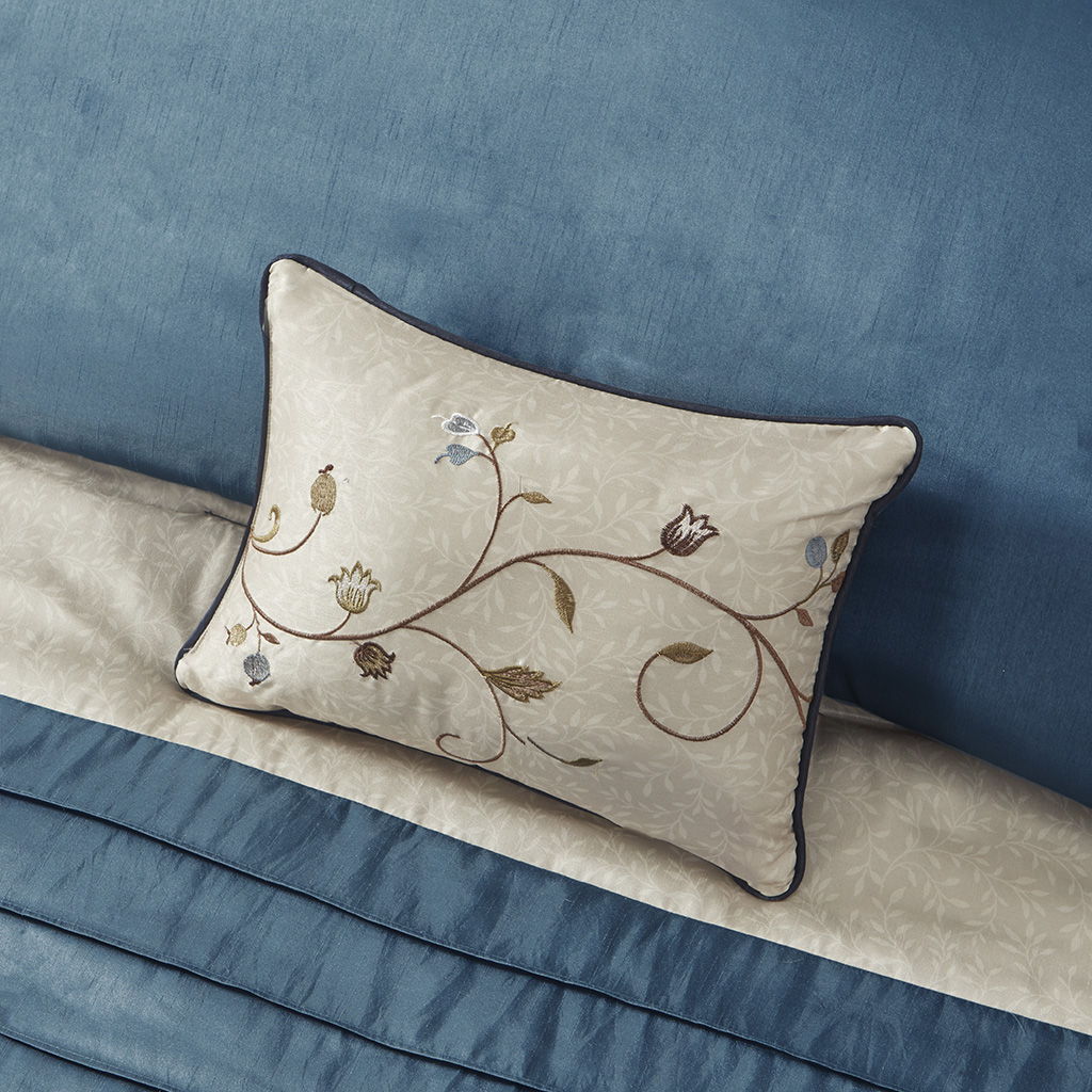 Serene - King Embroidered Piece Comforter (Set of 7) - Navy