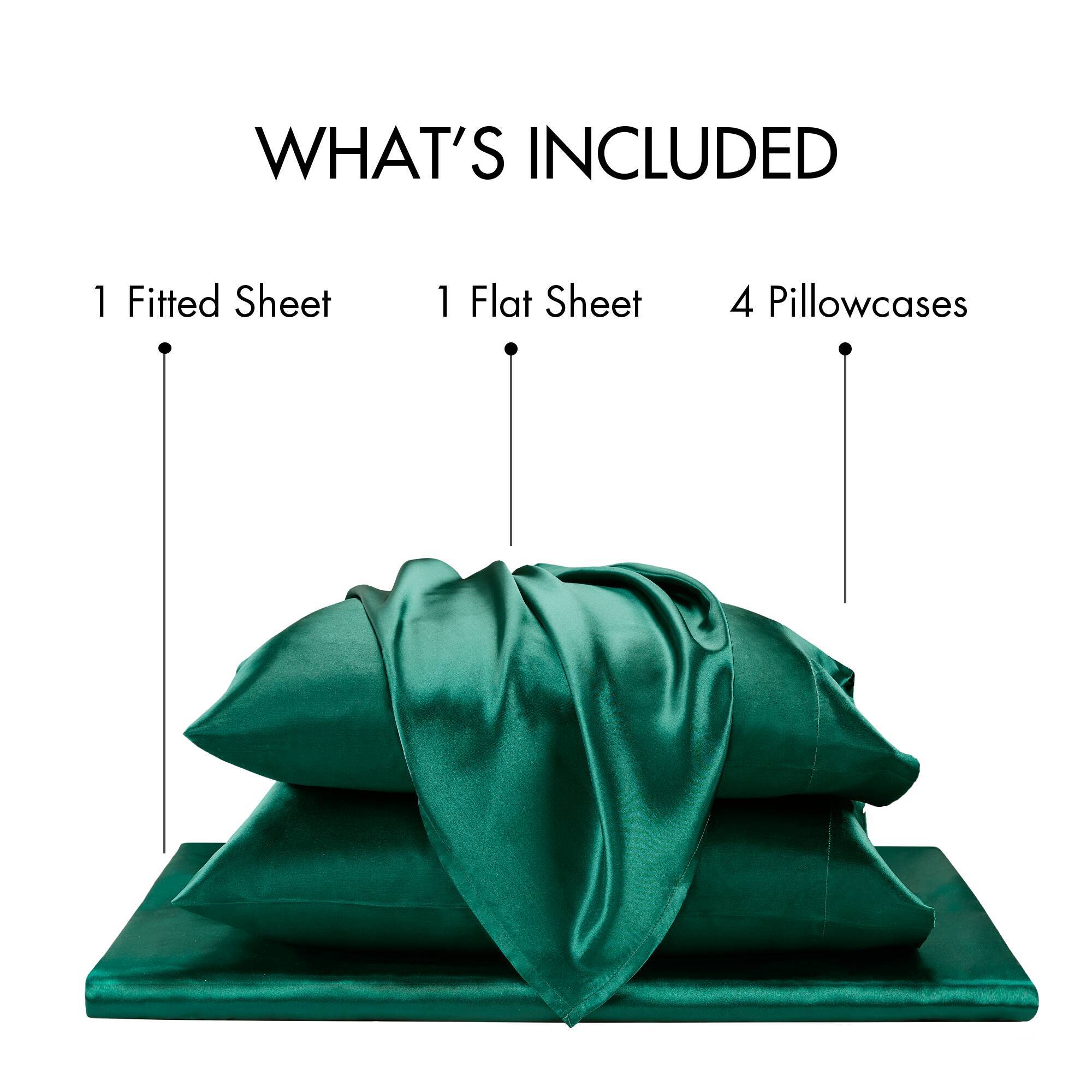Satin - 6 Piece Queen Luxury Sheet Set - Emerald