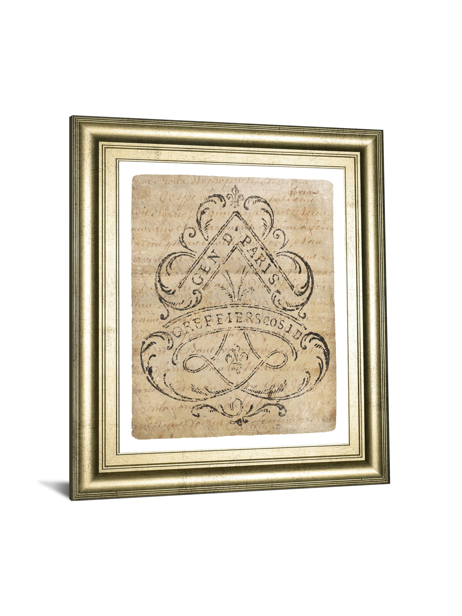Letter Crest I Vintage V2 By Wild Apple Portfolio - Framed Print Wall Art - Beige