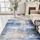 ZARA Collection Abstract Design Blue Gold Machine Washable Super Soft Area Rug