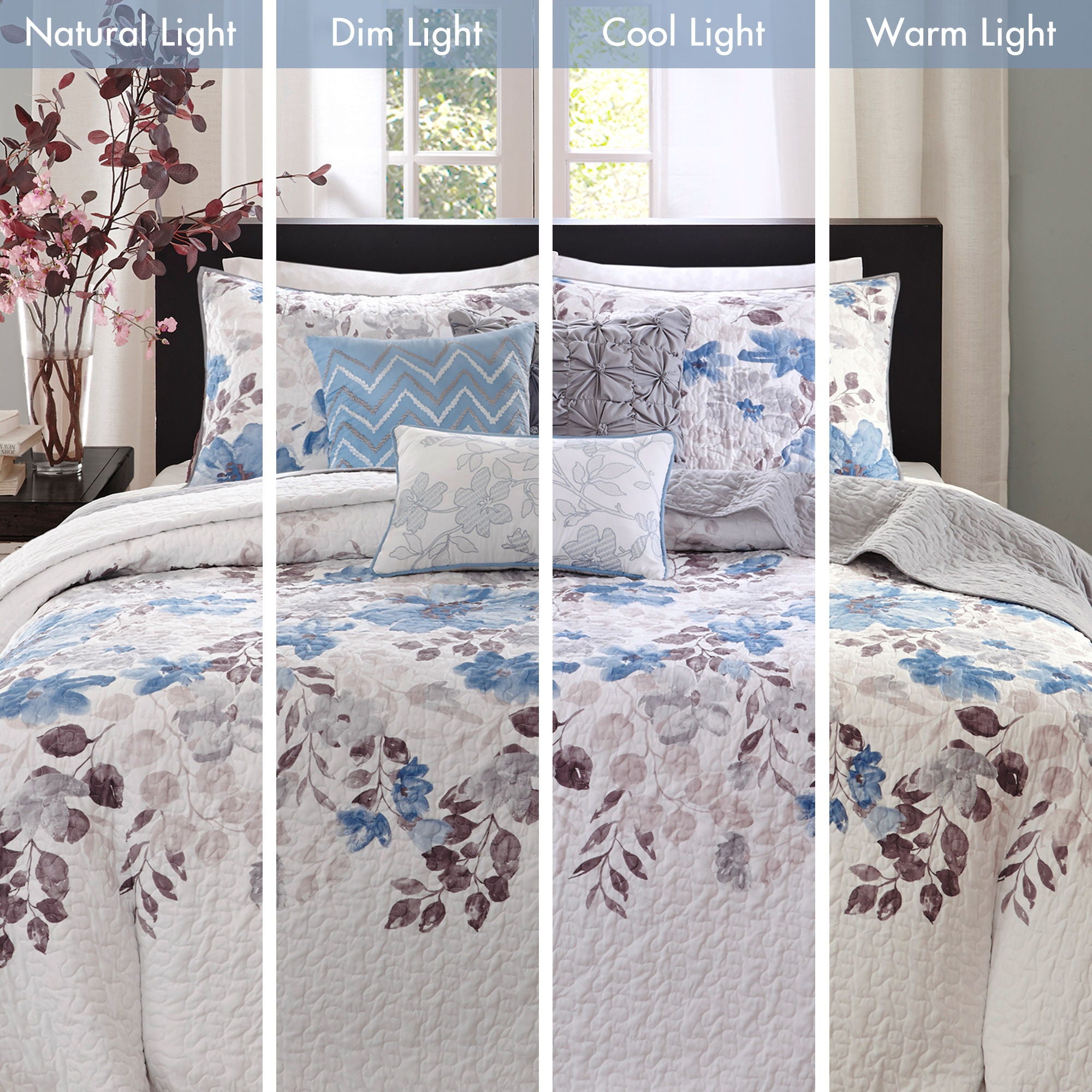 Luna - King 6 Piece Reversible Coverlet Set - Blue