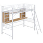 Twin Size Loft Bed with Desk and Shelf , Loft Bed with Ladder,Twin,White