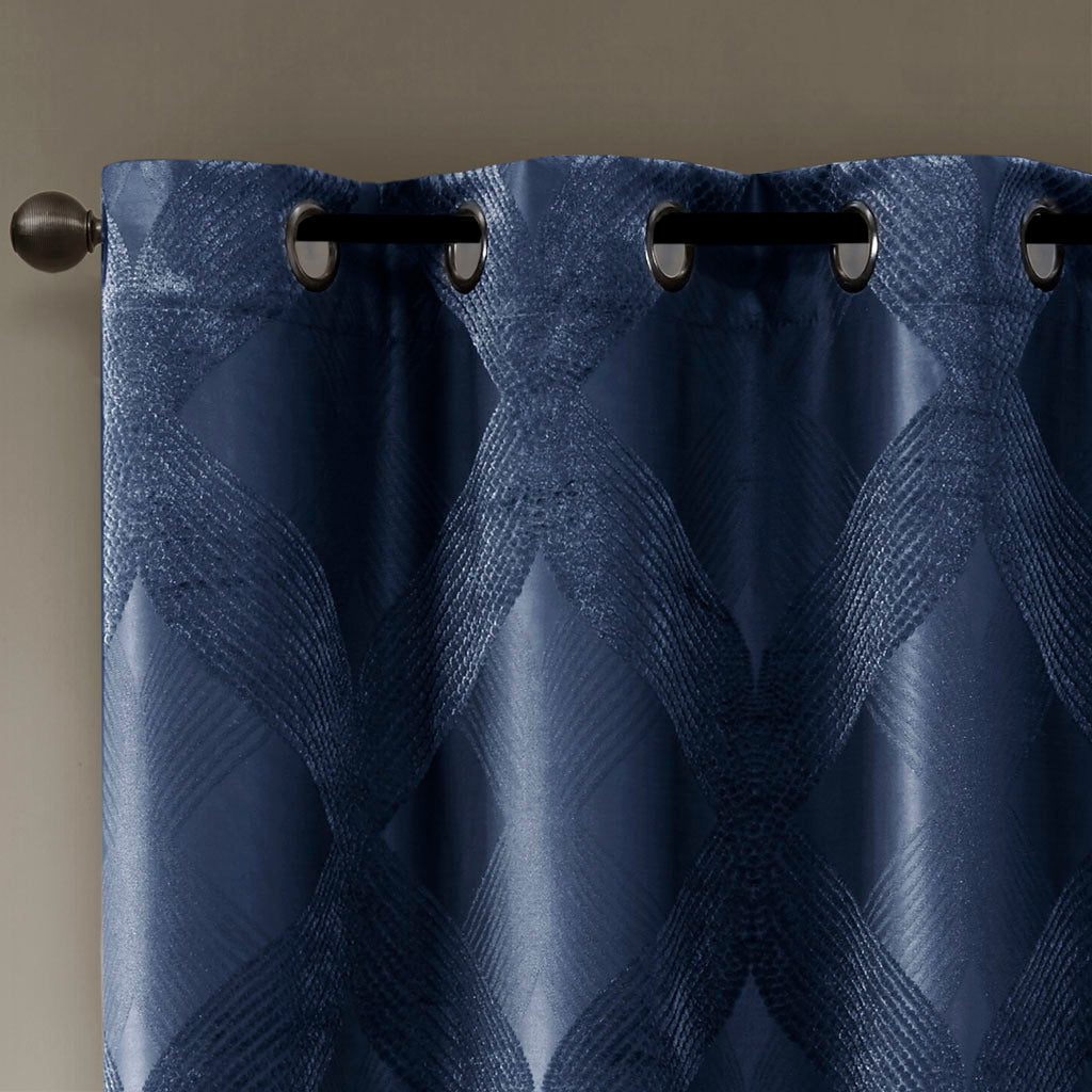 Ogee Knitted Jacquard Total Blackout Curtain Panel