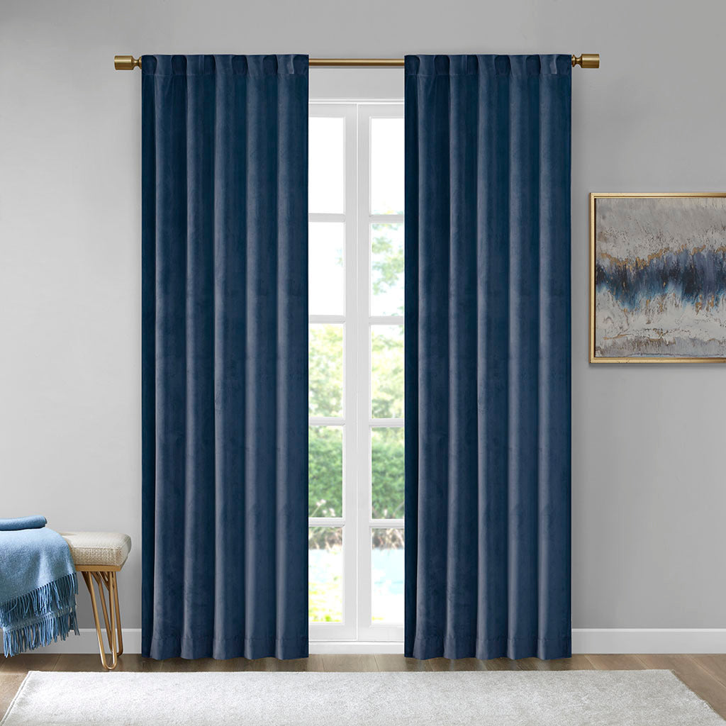 Room Darkening Poly Velvet Rod Pocket/Back Tab Curtain Panel Pair