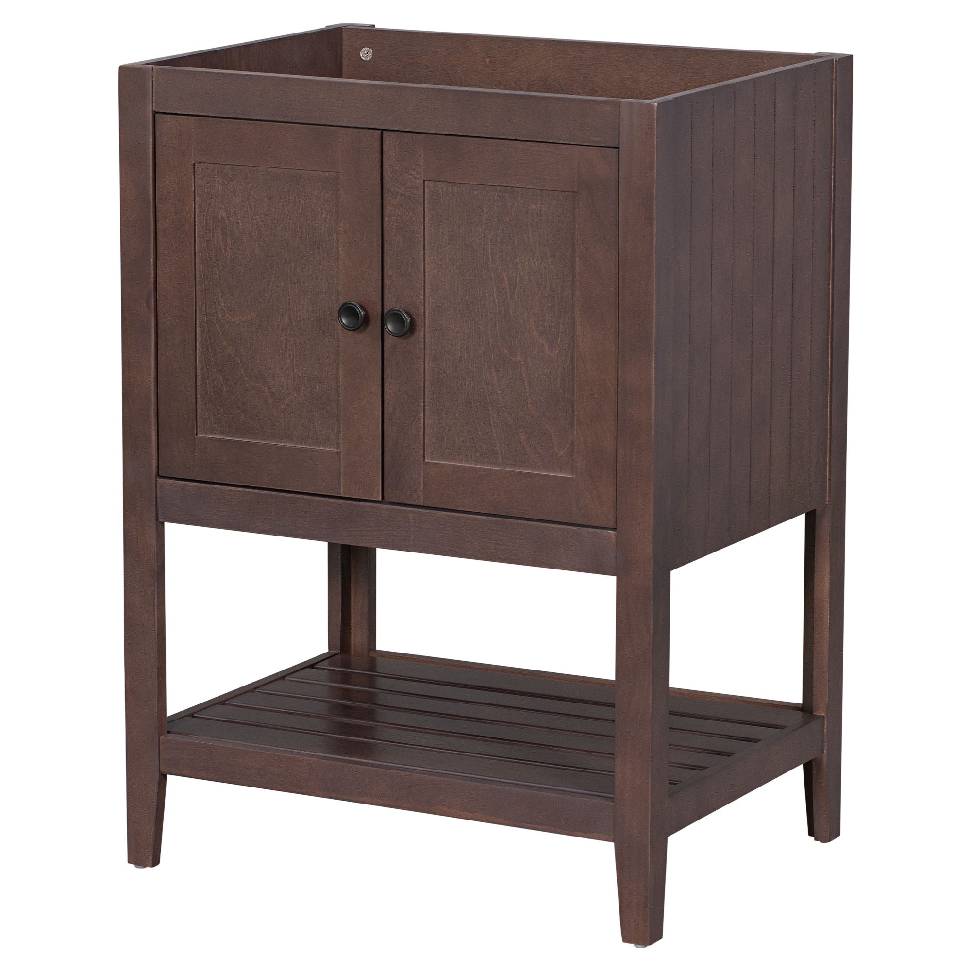 Bathroom Vanity Base Only, Soild Wood Frame, Bathroom Storage Cabinet With Doors And Open Shelf