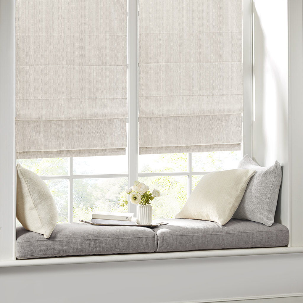 Galen - 23" Basketweave Room Darkening Cordless Roman Shade - Ivory
