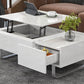 Multi-functional Coffee Table with Lifted Tabletop, Contemporary Cocktail Table with Metal Frame Legs, High-gloss Surface Dining Table for Living Room, White