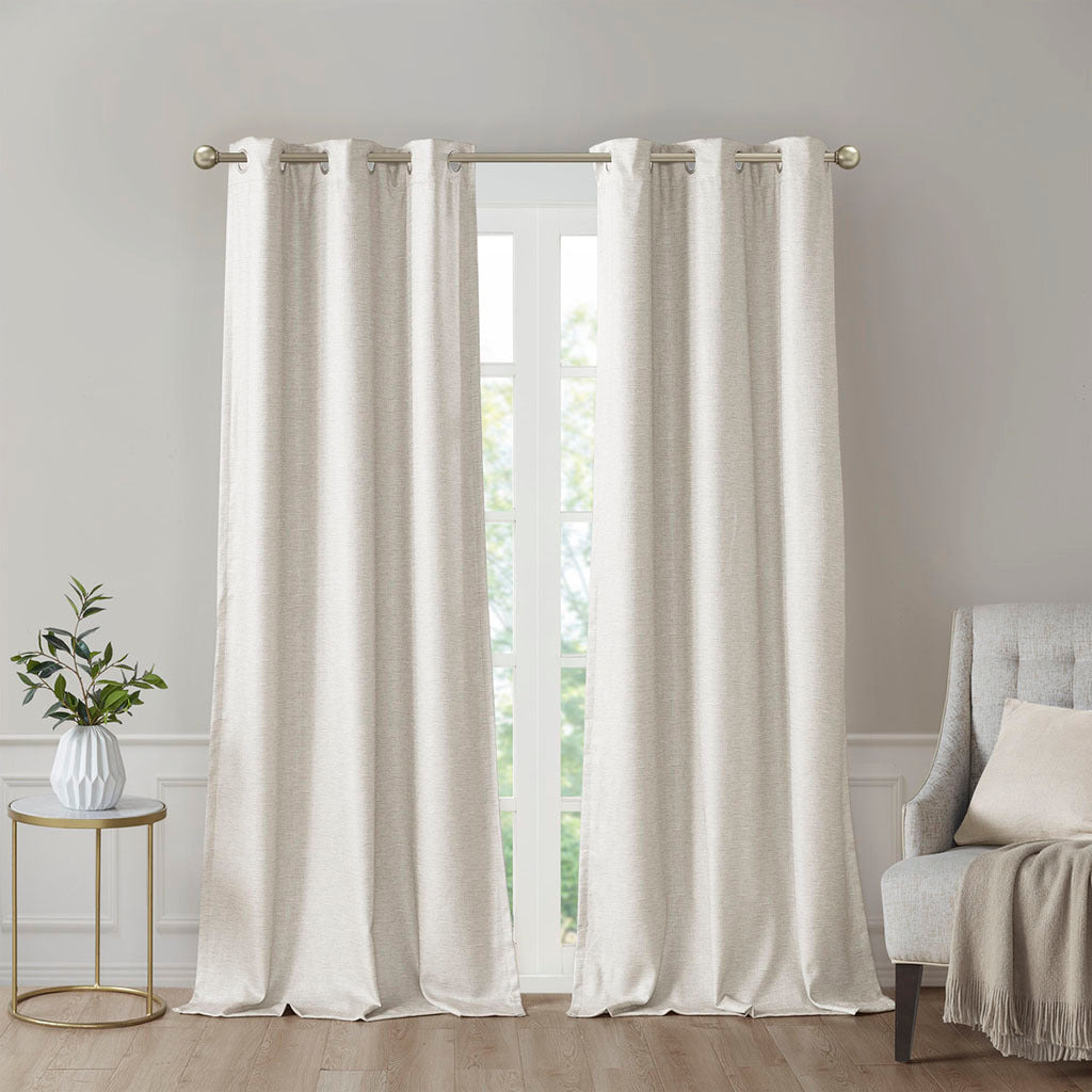 Tonal Printed Faux Silk Total Blackout Curtain Panel Pair