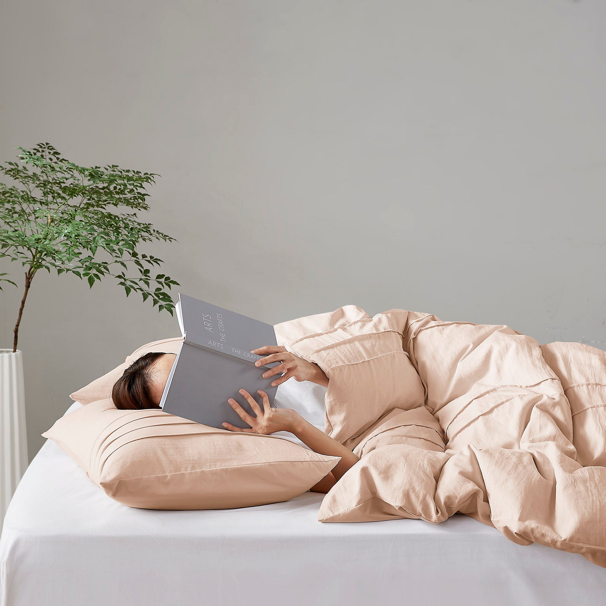 Porter - King Soft Washed Pleated Duvet Cover Set - Blush