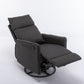 038-Cotton Linen Fabric Swivel Rocking Chair Glider Rocker Recliner Nursery Chair With Adjustable Back And Footrest For Living Room Indoor,Dark Gray