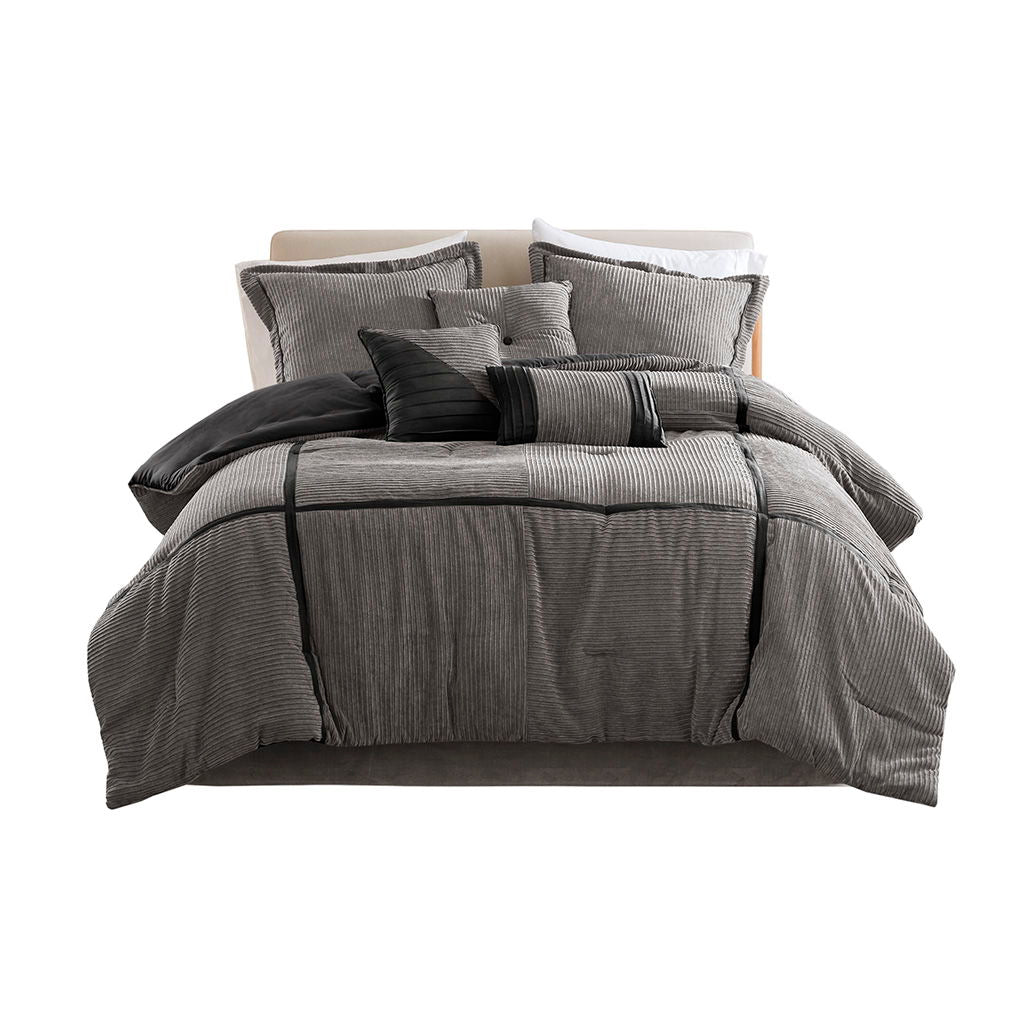 Dallas - 7 Piece California King Comforter Set - Gray