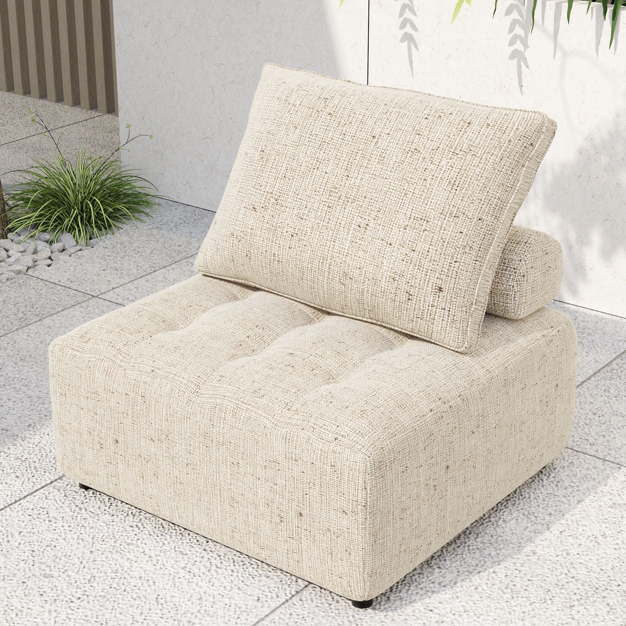 Outdoor Modular Sofa, With Aluminum Structure, Support Cushion And Back Cushion Cover - Removable, Fade - Resistant, Waterproof Sofa Cover Included