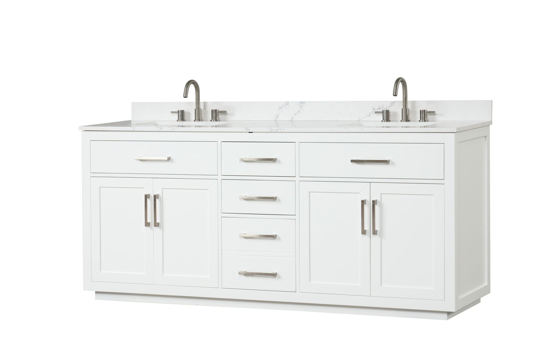 Bathroom Vanity With Double Sink, Freestanding Modern Bathroom Vanity With Soft - Close Cabinet And 3 Drawers, Solid Wood Bathroom Storage Cabinet With Quartz Countertop