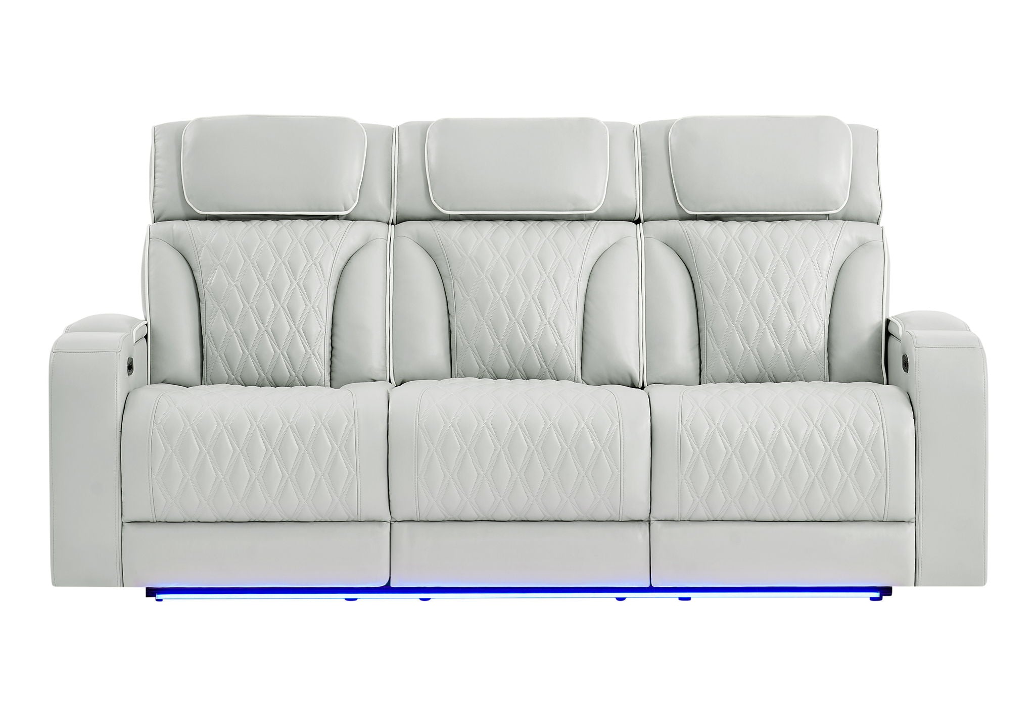 U8611 - Power Reclining Sofa With Power Headrest And LED - Silver