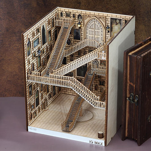 Wooden Book Nook Art Bookends DIY Bookshelf Decor Stand Decoration Fairy Garden Miniatures Home Decoration Accessories