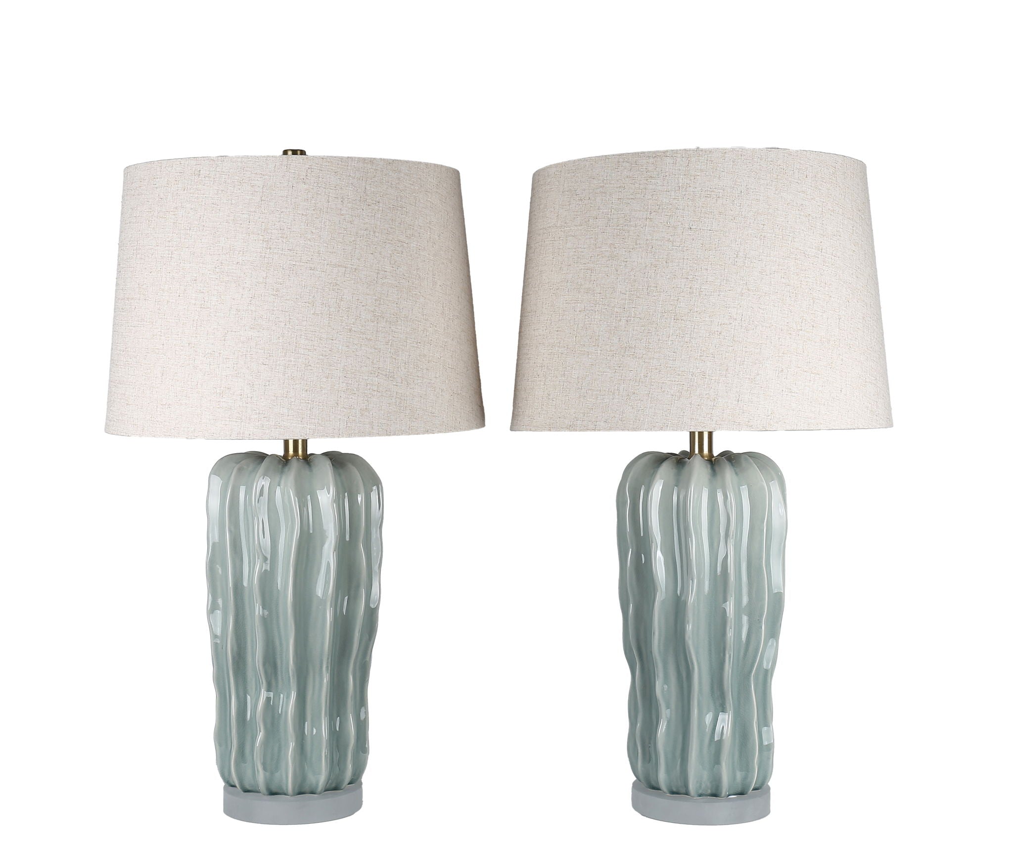Wave Crest Ceramic & Frosted Crystal Table Lamp (Set of 2) - Glacier Blue / Frosted Crystal