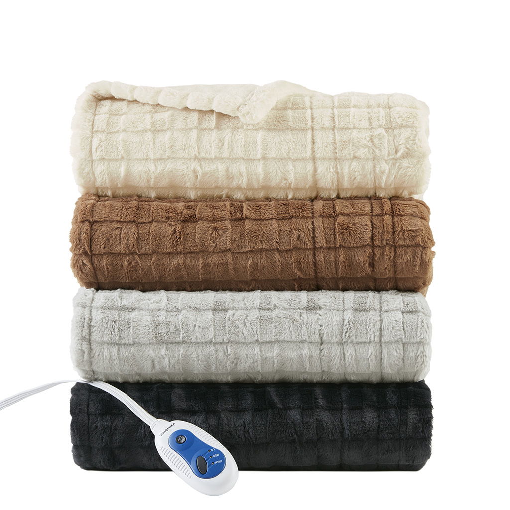 Zuri - Oversized Heated Throw - Black Texture