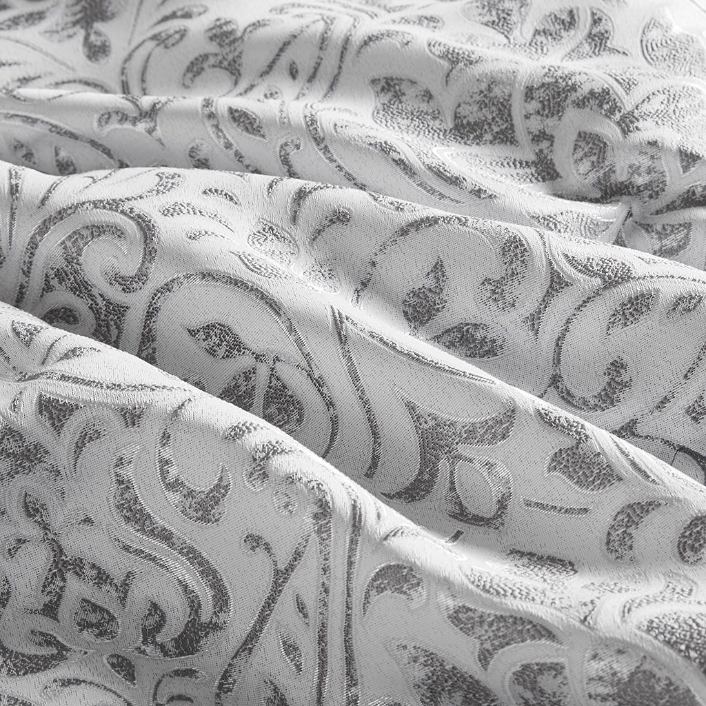 Emilia - 12 Piece Jacquard Comforter Set With Bed Sheets - Silver