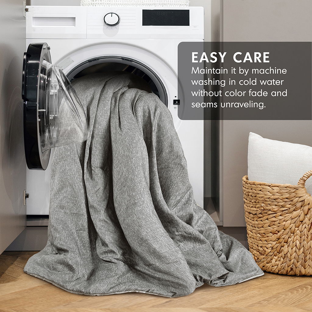 Camden - Twin/Twin Long Chambray Print Solid Comforter Set - Gray
