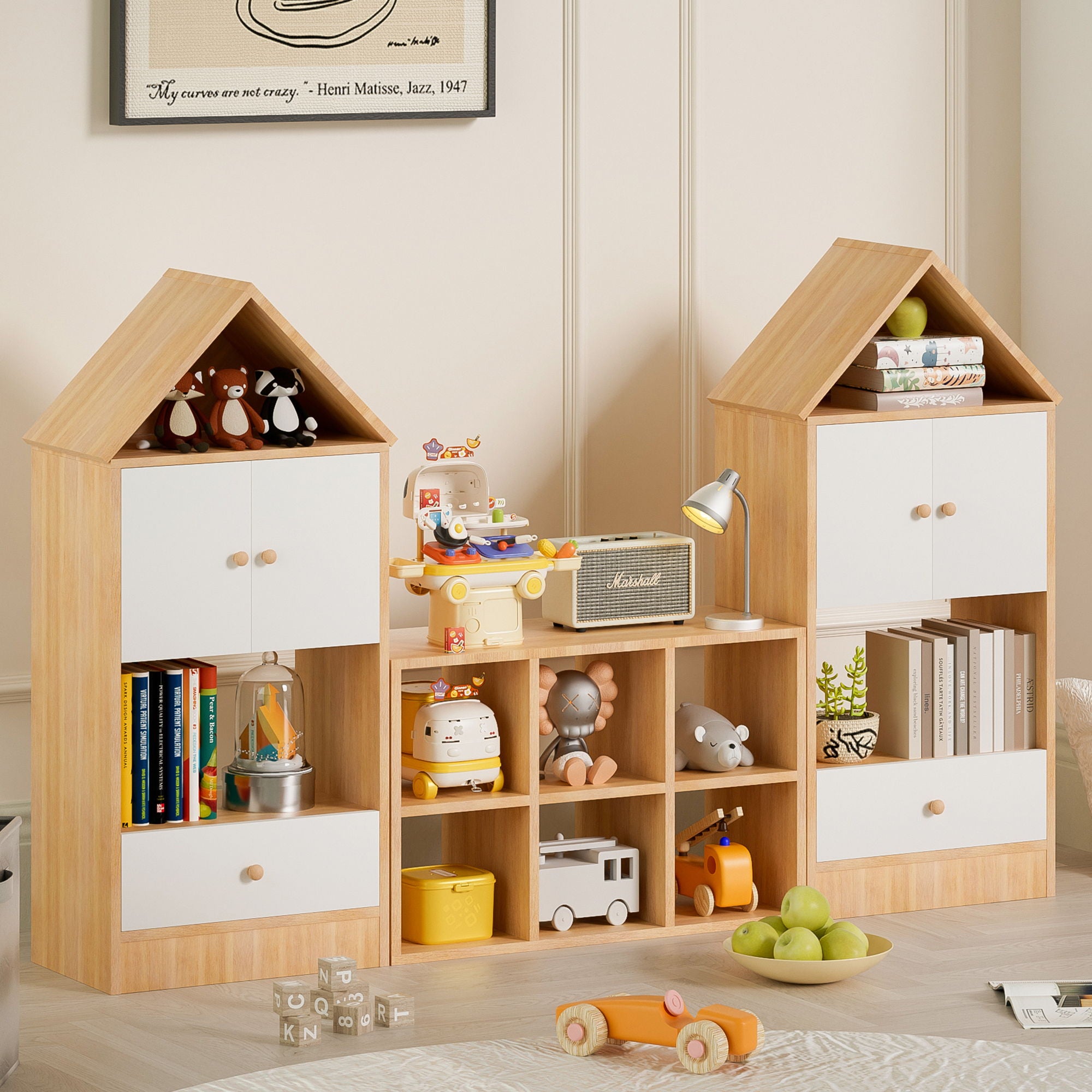 Versatile Children's Bookshelf With House Shaped Design, Multi Functional Storage For Books And Toys